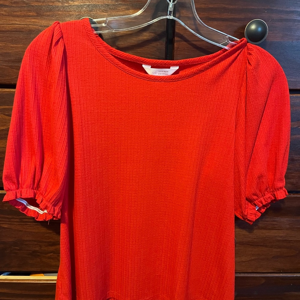 LC Lauren Conrad Scarlet Puff Sleeve Blouse